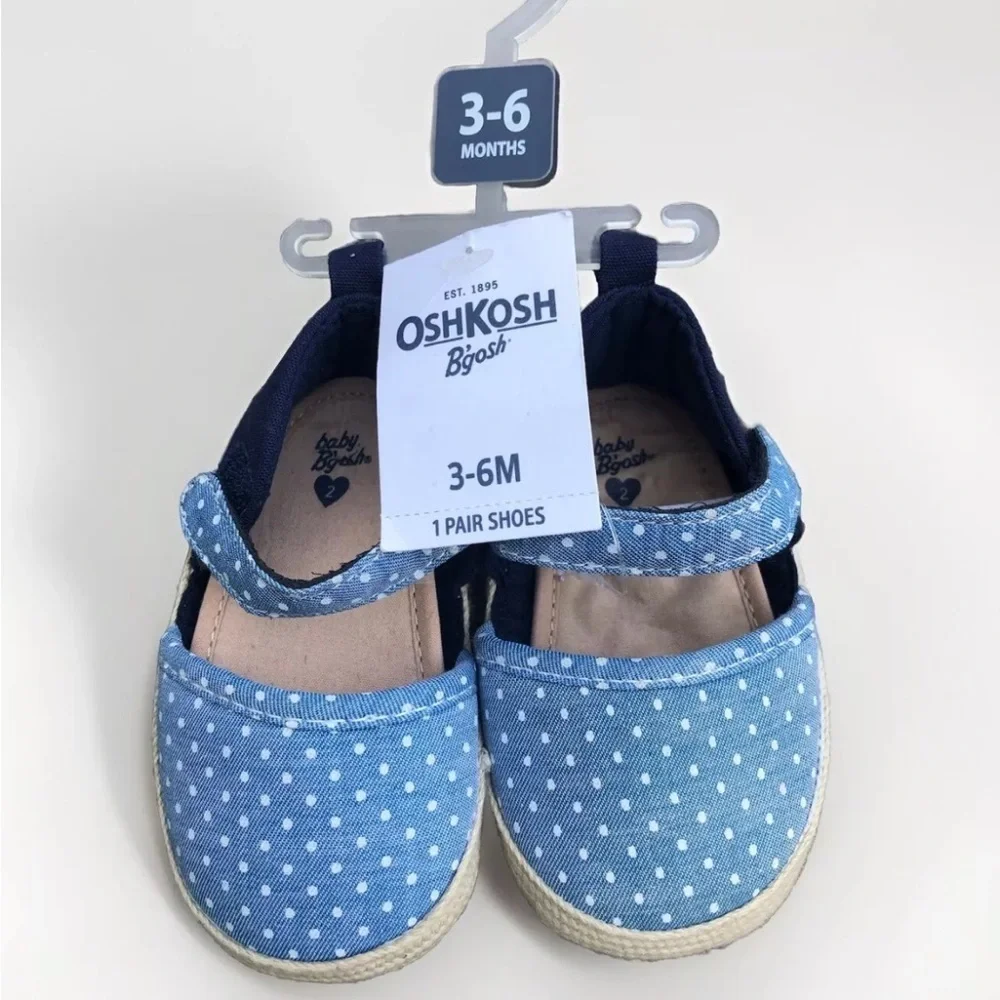 NEW- OshKosh B'gosh GIRLS Mary Janes - SHOES - Blue/White - Size 2, 3-6M, NWT